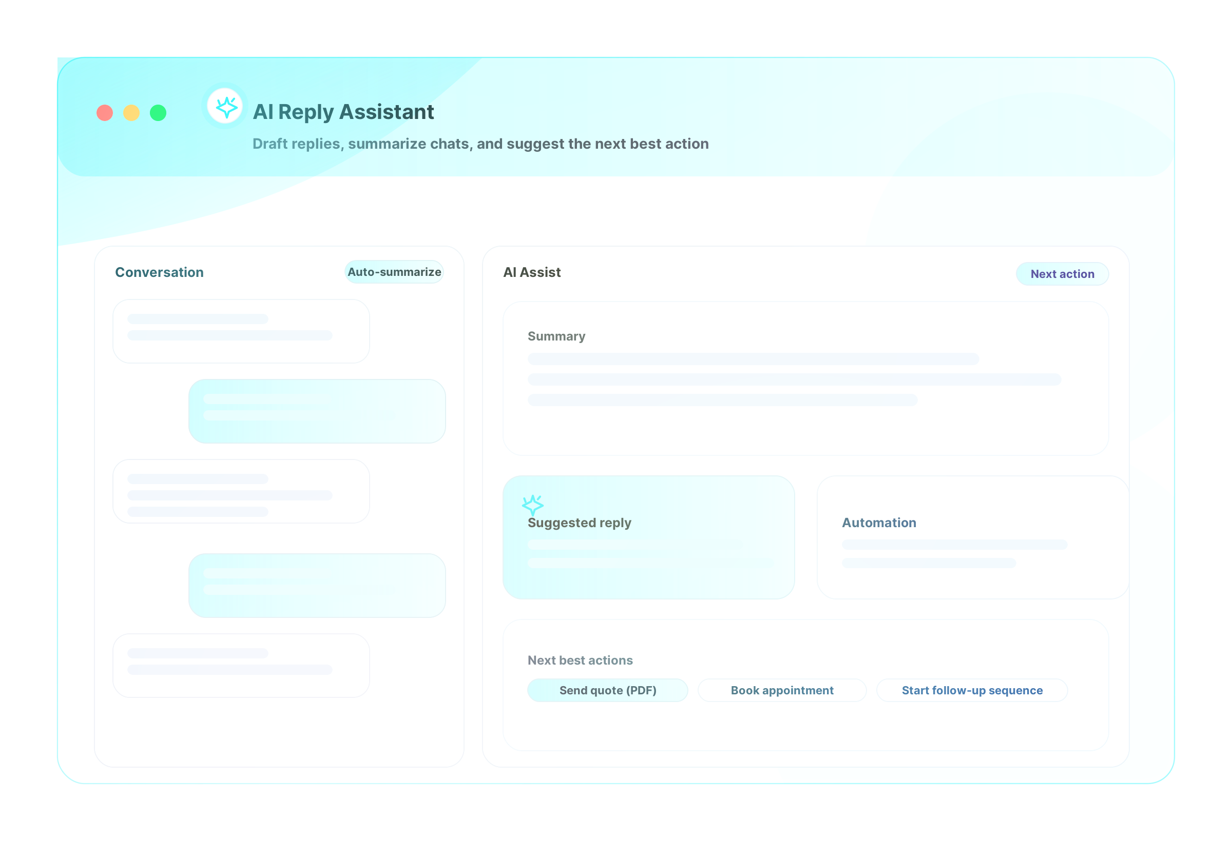AI reply assistant screen
